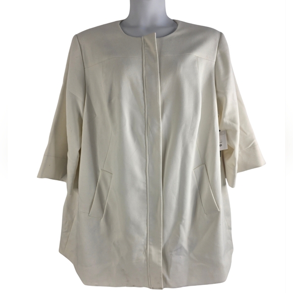 Liz Claiborne Jackets & Blazers - NWT Liz Claiborne 3X Cream Zippered Lined Long Blazer Jacket 3180-AV
